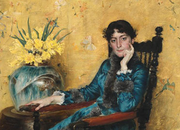 Photo of a painting of a woman sitting in a chair. Link to Gifts from Retirement Plans.